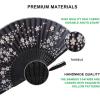 imageAmajiji 827quot21cm Hand Held Bamboo Silk Folding Fan Hand FanChineseJapanese Charming Elegant Vintage Retro StyleWomen Ladys Girls Best Gifts Black ButterflyBlack Little Sakura