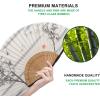 imageAmajiji 827quot21cm Hand Held Bamboo Silk Folding Fan Hand FanChineseJapanese Charming Elegant Vintage Retro StyleWomen Ladys Girls Best Gifts Black ButterflyWhite Bamboo Forest