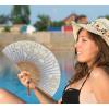 imageAmajiji 827quot21cm Hand Held Bamboo Silk Folding Fan Hand FanChineseJapanese Charming Elegant Vintage Retro StyleWomen Ladys Girls Best Gifts Black ButterflyGray Little Sakura