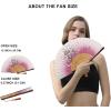 imageAmajiji 827quot21cm Hand Held Bamboo Silk Folding Fan Hand FanChineseJapanese Charming Elegant Vintage Retro StyleWomen Ladys Girls Best Gifts Black ButterflyPink Grassflower