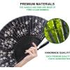 imageAmajiji 827quot21cm Hand Held Bamboo Silk Folding Fan Hand FanChineseJapanese Charming Elegant Vintage Retro StyleWomen Ladys Girls Best Gifts Black ButterflyBlack Little Sakura