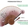imageAmajiji 827quot21cm Hand Held Bamboo Silk Folding Fan Hand FanChineseJapanese Charming Elegant Vintage Retro StyleWomen Ladys Girls Best Gifts Black ButterflyBrown Grassflower