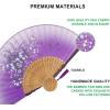 imageAmajiji 827quot21cm Hand Held Bamboo Silk Folding Fan Hand FanChineseJapanese Charming Elegant Vintage Retro StyleWomen Ladys Girls Best Gifts Black ButterflyPurple Grassflower