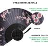 imageAmajiji 827quot21cm Hand Held Bamboo Silk Folding Fan Hand FanChineseJapanese Charming Elegant Vintage Retro StyleWomen Ladys Girls Best Gifts Black ButterflyBlack Redbud