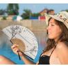 imageAmajiji 827quot21cm Hand Held Bamboo Silk Folding Fan Hand FanChineseJapanese Charming Elegant Vintage Retro StyleWomen Ladys Girls Best Gifts Black ButterflyWhite Bamboo Forest