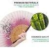 imageAmajiji 827quot21cm Hand Held Bamboo Silk Folding Fan Hand FanChineseJapanese Charming Elegant Vintage Retro StyleWomen Ladys Girls Best Gifts Black ButterflyPink Grassflower
