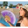 imageAmajiji 827quot21cm Hand Held Bamboo Silk Folding Fan Hand FanChineseJapanese Charming Elegant Vintage Retro StyleWomen Ladys Girls Best Gifts Black ButterflyPurple Grassflower