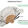 imageAmajiji 827quot21cm Hand Held Bamboo Silk Folding Fan Hand FanChineseJapanese Charming Elegant Vintage Retro StyleWomen Ladys Girls Best Gifts Black ButterflyWhite Bamboo Forest