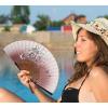 imageAmajiji 827quot21cm Hand Held Bamboo Silk Folding Fan Hand FanChineseJapanese Charming Elegant Vintage Retro StyleWomen Ladys Girls Best Gifts Black ButterflyBrown Grassflower