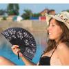 imageAmajiji 827quot21cm Hand Held Bamboo Silk Folding Fan Hand FanChineseJapanese Charming Elegant Vintage Retro StyleWomen Ladys Girls Best Gifts Black ButterflyBlack Little Sakura