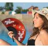 imageAmajiji 827quot21cm Hand Held Bamboo Silk Folding Fan Hand FanChineseJapanese Charming Elegant Vintage Retro StyleWomen Ladys Girls Best Gifts Black ButterflyRed Orchid