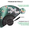 imageAmajiji 827quot21cm Hand Held Bamboo Silk Folding Fan Hand FanChineseJapanese Charming Elegant Vintage Retro StyleWomen Ladys Girls Best Gifts Black ButterflyGreen Orchid