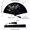 imageAmajiji 827quot21cm Hand Held Bamboo Silk Folding Fan Hand FanChineseJapanese Charming Elegant Vintage Retro StyleWomen Ladys Girls Best Gifts Black ButterflyBlack1