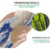 imageAmajiji 827quot21cm Hand Held Bamboo Silk Folding Fan Hand FanChineseJapanese Charming Elegant Vintage Retro StyleWomen Ladys Girls Best Gifts Black ButterflyJapanese Sea Waves