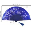 imageAmajiji 827quot21cm Hand Held Bamboo Silk Folding Fan Hand FanChineseJapanese Charming Elegant Vintage Retro StyleWomen Ladys Girls Best Gifts Black ButterflyBlue