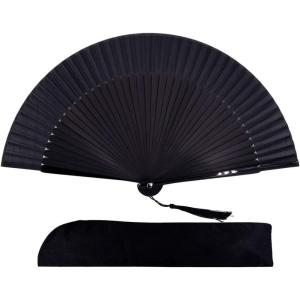 imageAmajiji 827quot21cm Hand Held Bamboo Silk Folding Fan Hand FanChineseJapanese Charming Elegant Vintage Retro StyleWomen Ladys Girls Best Gifts Black ButterflyBlack