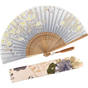 imageAmajiji 827quot21cm Hand Held Bamboo Silk Folding Fan Hand FanChineseJapanese Charming Elegant Vintage Retro StyleWomen Ladys Girls Best Gifts Black ButterflyGray Little Sakura