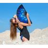 imageAmajiji UV Glow Rave Folding Hand Fan for FestivalsDragQueenBurlesque Large Clack Festival Hand Fan Rave Accessories for WomenWomenMen Starry SkyBlue Flower