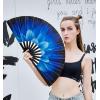 imageAmajiji UV Glow Rave Folding Hand Fan for FestivalsDragQueenBurlesque Large Clack Festival Hand Fan Rave Accessories for WomenWomenMen Starry SkyBlue Flower