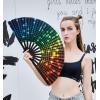 imageAmajiji UV Glow Rave Folding Hand Fan for FestivalsDragQueenBurlesque Large Clack Festival Hand Fan Rave Accessories for WomenWomenMen Starry SkyDj Light