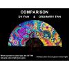 imageAmajiji UV Glow Rave Folding Hand Fan for FestivalsDragQueenBurlesque Large Clack Festival Hand Fan Rave Accessories for WomenWomenMen Starry SkyFantasy Flowers