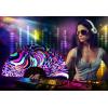imageAmajiji UV Glow Rave Folding Hand Fan for FestivalsDragQueenBurlesque Large Clack Festival Hand Fan Rave Accessories for WomenWomenMen Starry SkyPsychedelic Neon