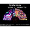 imageAmajiji UV Glow Rave Folding Hand Fan for FestivalsDragQueenBurlesque Large Clack Festival Hand Fan Rave Accessories for WomenWomenMen Starry SkyPsychedelic Neon