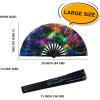 imageAmajiji UV Glow Rave Folding Hand Fan for FestivalsDragQueenBurlesque Large Clack Festival Hand Fan Rave Accessories for WomenWomenMen Starry SkyStarry Sky