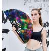 imageAmajiji UV Glow Rave Folding Hand Fan for FestivalsDragQueenBurlesque Large Clack Festival Hand Fan Rave Accessories for WomenWomenMen Starry SkyStarry Sky