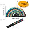 imageAmajiji UV Glow Rave Folding Hand Fan for FestivalsDragQueenBurlesque Large Clack Festival Hand Fan Rave Accessories for WomenWomenMen Starry SkyTrippy