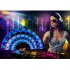 imageAmajiji UV Glow Rave Folding Hand Fan for FestivalsDragQueenBurlesque Large Clack Festival Hand Fan Rave Accessories for WomenWomenMen Starry SkyTrippy