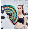 imageAmajiji UV Glow Rave Folding Hand Fan for FestivalsDragQueenBurlesque Large Clack Festival Hand Fan Rave Accessories for WomenWomenMen Starry SkyTrippy