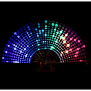 imageAmajiji UV Glow Rave Folding Hand Fan for FestivalsDragQueenBurlesque Large Clack Festival Hand Fan Rave Accessories for WomenWomenMen Starry SkyDj Light