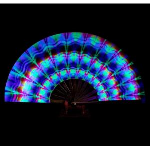 imageAmajiji UV Glow Rave Folding Hand Fan for FestivalsDragQueenBurlesque Large Clack Festival Hand Fan Rave Accessories for WomenWomenMen Starry SkyTrippy