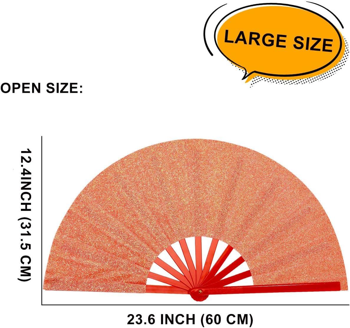 imageAmajiji Rave Fans Large Folding Hand Fan Line Dance Popping Fan Big Clap Fans Festival Fans Foldable for Line Dancing EDM Music Festival Party BlackRed