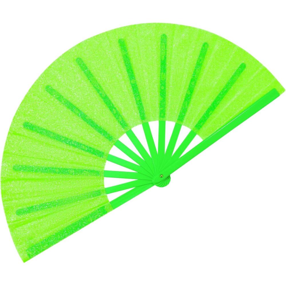 imageAmajiji Rave Fans Large Folding Hand Fan Line Dance Popping Fan Big Clap Fans Festival Fans Foldable for Line Dancing EDM Music Festival Party BlackGreen