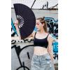 imageAmajiji Rave Fan Large Clack Folding Hand Fan Line Dance Popping Fan Big Handheld Clap Fans for Line Dancing EDM Music Festival Club Event Party Performance 2 Pcs BlackBlack