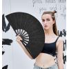 imageAmajiji Rave Fans Large Folding Hand Fan Line Dance Popping Fan Big Clap Fans Festival Fans Foldable for Line Dancing EDM Music Festival Party BlackBlack