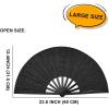 imageAmajiji Rave Fans Large Folding Hand Fan Line Dance Popping Fan Big Clap Fans Festival Fans Foldable for Line Dancing EDM Music Festival Party BlackBlack
