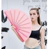 imageAmajiji Rave Fans Large Folding Hand Fan Line Dance Popping Fan Big Clap Fans Festival Fans Foldable for Line Dancing EDM Music Festival Party BlackPink