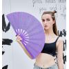 imageAmajiji Rave Fans Large Folding Hand Fan Line Dance Popping Fan Big Clap Fans Festival Fans Foldable for Line Dancing EDM Music Festival Party BlackPurple