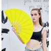 imageAmajiji Rave Fans Large Folding Hand Fan Line Dance Popping Fan Big Clap Fans Festival Fans Foldable for Line Dancing EDM Music Festival Party BlackYellow