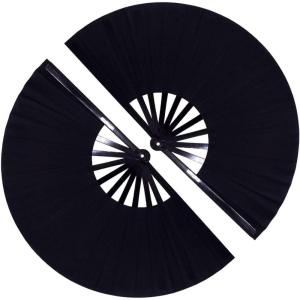 imageAmajiji Rave Fan Large Clack Folding Hand Fan Line Dance Popping Fan Big Handheld Clap Fans for Line Dancing EDM Music Festival Club Event Party Performance 2 Pcs BlackBlack