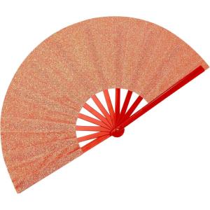 imageAmajiji Rave Fans Large Folding Hand Fan Line Dance Popping Fan Big Clap Fans Festival Fans Foldable for Line Dancing EDM Music Festival Party BlackRed