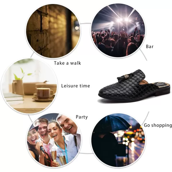 Meijiana Men Backless Loafers Fashion Open Back Loafers Backless Casual Slippers for MenBlack02