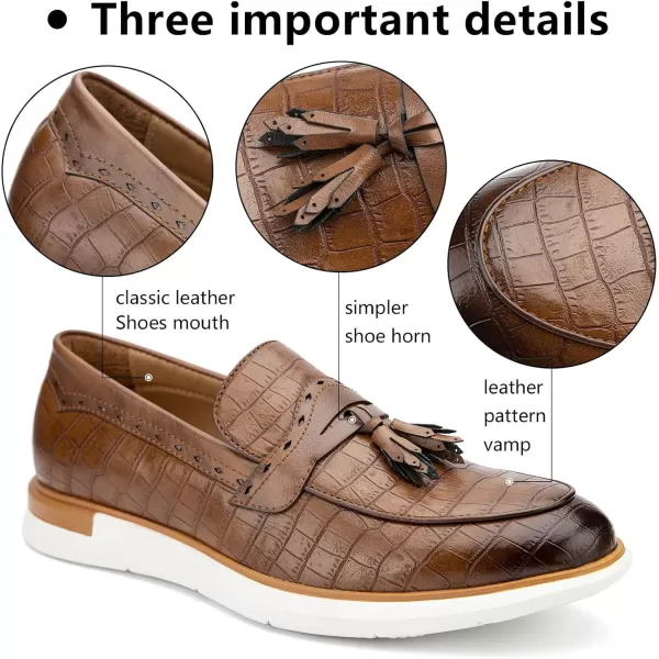 Meijiana Mens Classic Loafers Shoes Faux Leather Loafers Wedding Dress ShoesBrown02
