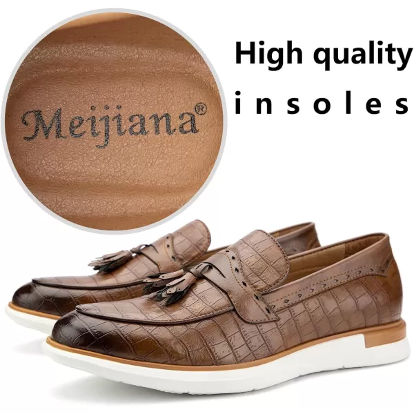 Meijiana Mens Classic Loafers Shoes Faux Leather Loafers Wedding Dress ShoesBrown02