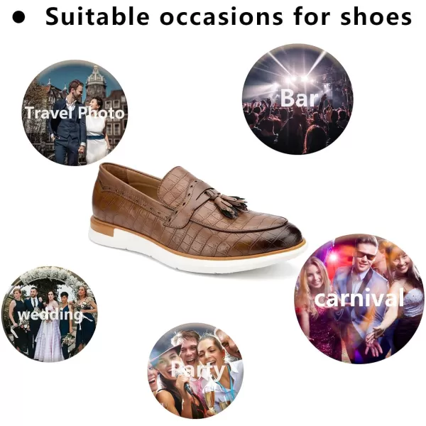 Meijiana Mens Classic Loafers Shoes Faux Leather Loafers Wedding Dress ShoesBrown02