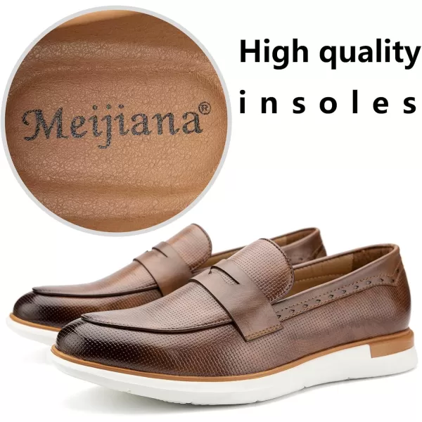 Meijiana Mens Classic Loafers Shoes Faux Leather Loafers Wedding Dress ShoesBrown04
