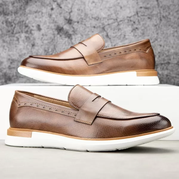 Meijiana Mens Classic Loafers Shoes Faux Leather Loafers Wedding Dress ShoesBrown04